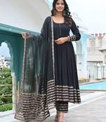 Night black with zig zag anarkali