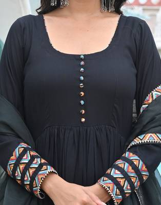 Night black with zig zag anarkali 2