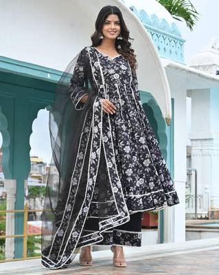 Black lily kalidar with lace work anarkali 1