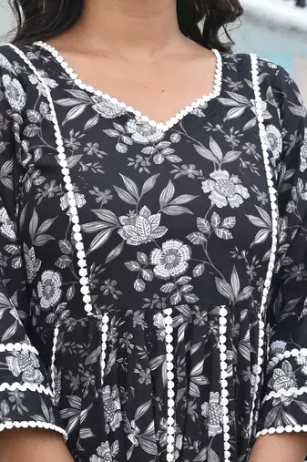 Black lily kalidar with lace work anarkali