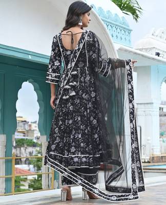Black lily kalidar with lace work anarkali 3