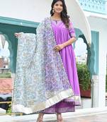 Periwinkle cotton anarkali