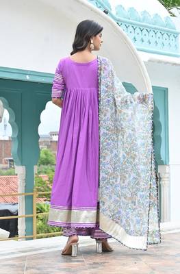 Periwinkle cotton anarkali 3