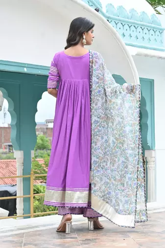 Periwinkle cotton anarkali