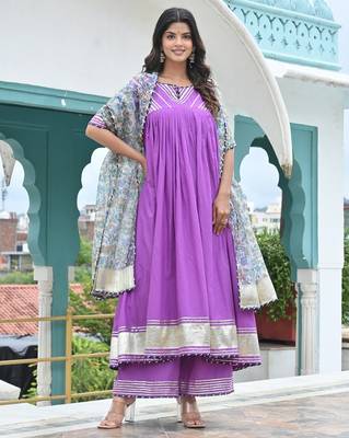 Periwinkle cotton anarkali 4