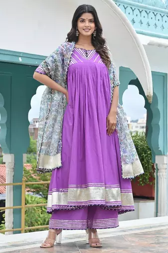 Periwinkle cotton anarkali