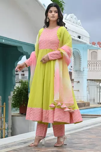 Primrose with peach touch anarkali
