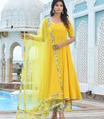 Marigold yellow cotton anarkali