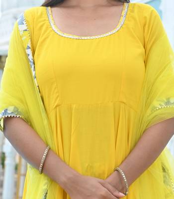 Marigold yellow cotton anarkali 2
