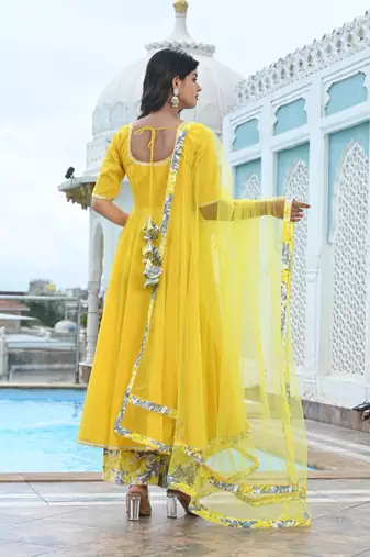 Marigold yellow cotton anarkali
