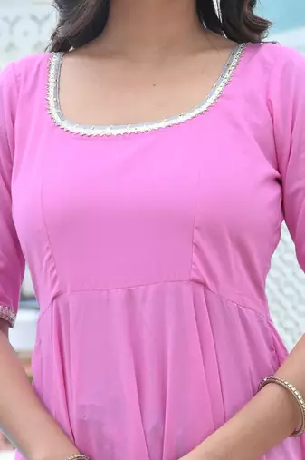 Oleander pink cotton anarkali