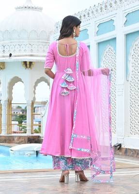 Oleander pink cotton anarkali 3