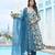 Blue lily floral cotton anarkali