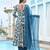 Blue lily floral cotton anarkali