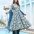 Blue lily floral cotton anarkali