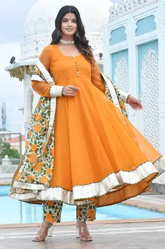 Marigold mustard phool jaal anarkali