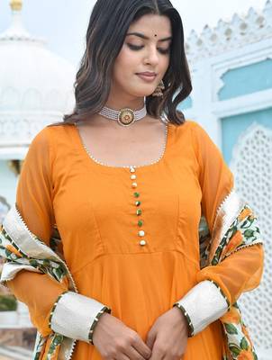Marigold mustard phool jaal anarkali 2