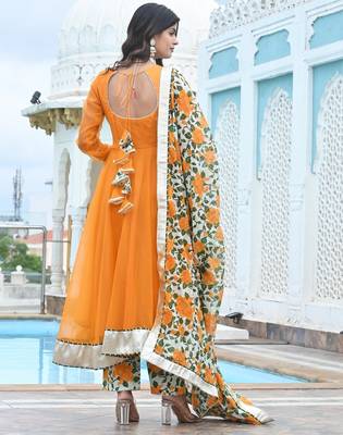 Marigold mustard phool jaal anarkali 3