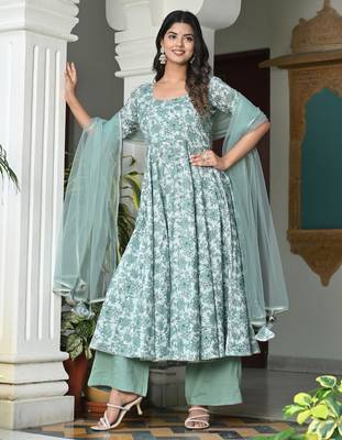 Daisey olive floral anarkali 1