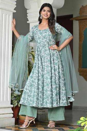 Daisey olive floral anarkali