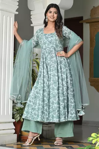 Daisey olive floral anarkali