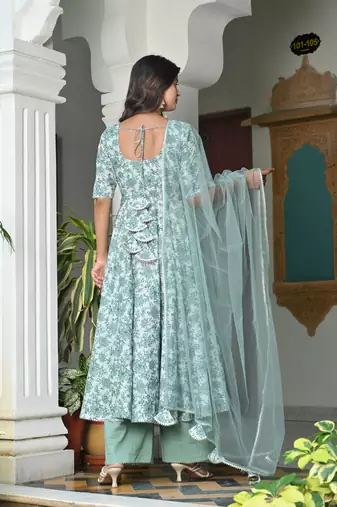 Daisey olive floral anarkali