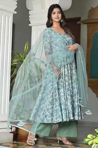 Daisey olive floral anarkali