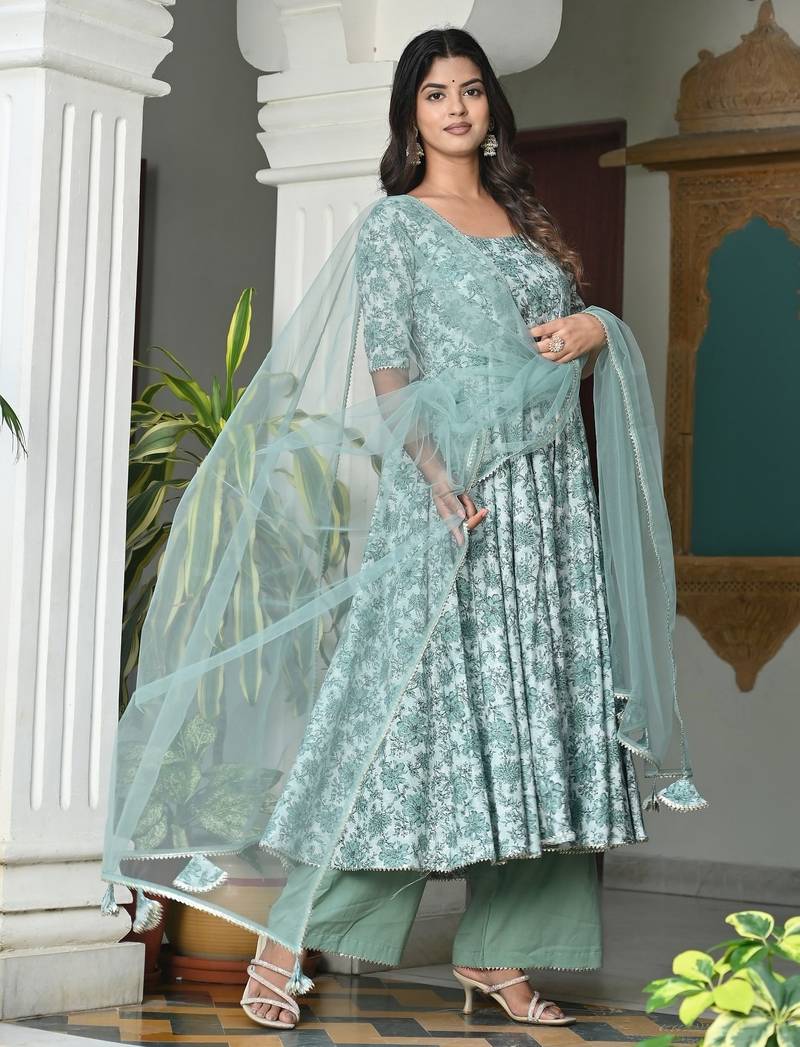Daisey olive floral anarkali