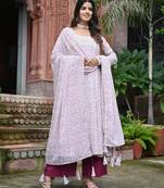 Maroon with offwhite floral anarakli