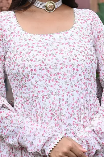 Maroon with offwhite floral anarakli