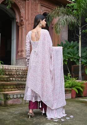Maroon with offwhite floral anarakli 3