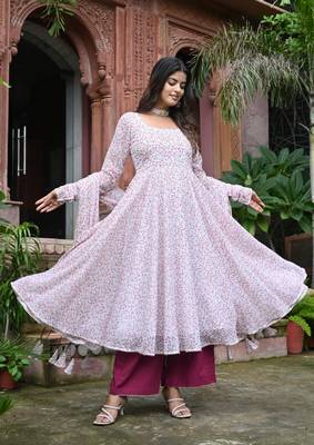 Maroon with offwhite floral anarakli 4