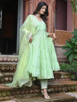 Pista green tired anarkali 1