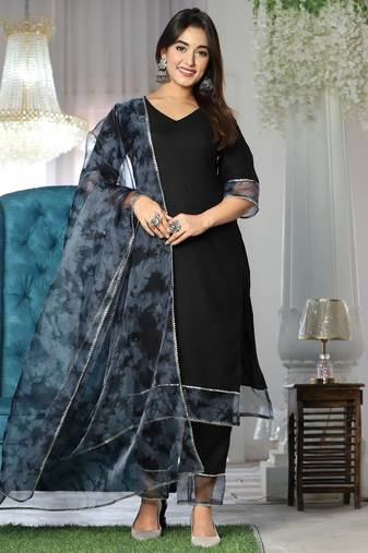 Black rayon organza suit set