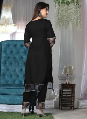 Black rayon organza suit set 3