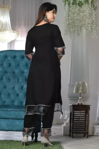 Black rayon organza suit set