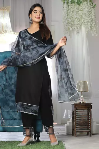 Black rayon organza suit set