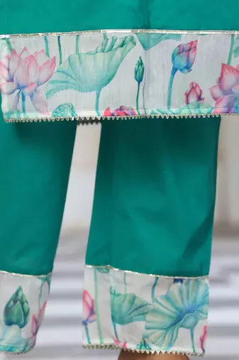 Teal cotton organza suit set