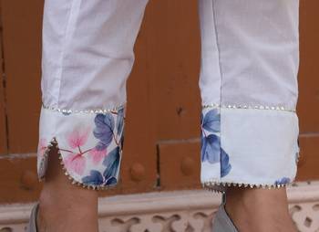 White chanderi floral cotton suit set 4