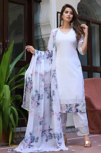 White cotton suit set