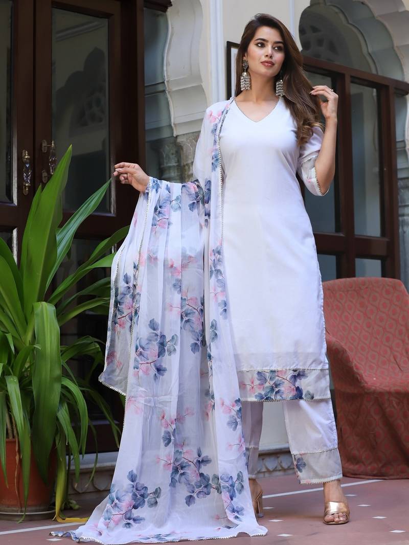 White cotton suit set