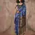 Blue ajrakh print satin georgette sarees