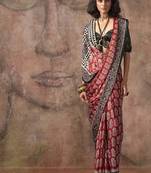 Red ajrakh print satin georgette sarees