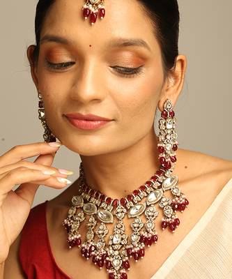 Royal ruby & polki bridal set 2