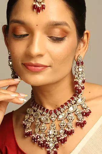 Royal ruby & polki bridal set