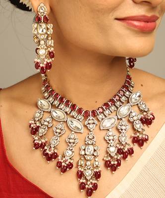 Royal ruby & polki bridal set 1