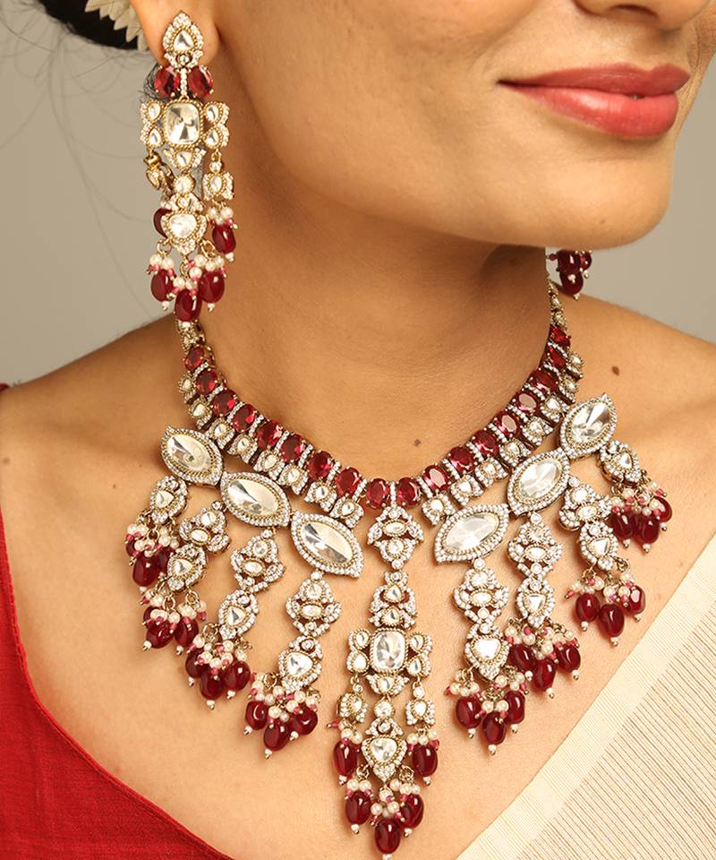 Royal ruby & polki bridal set