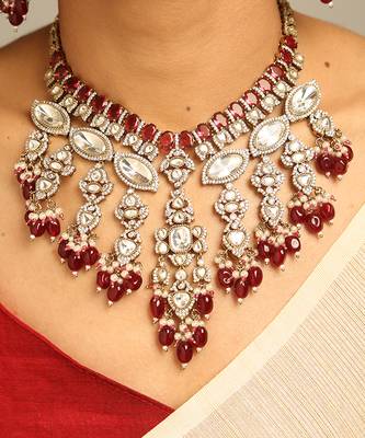 Royal ruby & polki bridal set 3