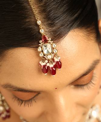 Royal ruby & polki bridal set 4