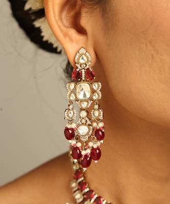 Royal ruby & polki bridal set 5